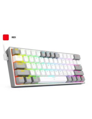 Redragon-Fizz-K617-RGB-60%-Wired-Gaming-Keyboard-[White-Gray]-Red